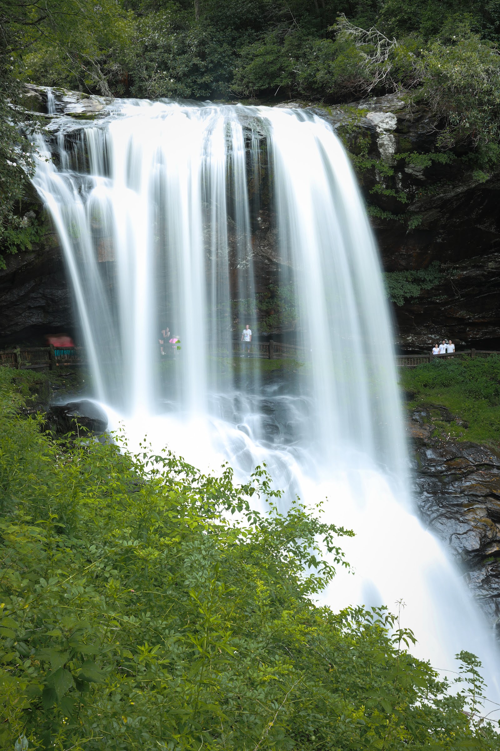 Lowkey Spots visual for Dry Falls, a Waterfall / day trip in Highlands, North Carolina.